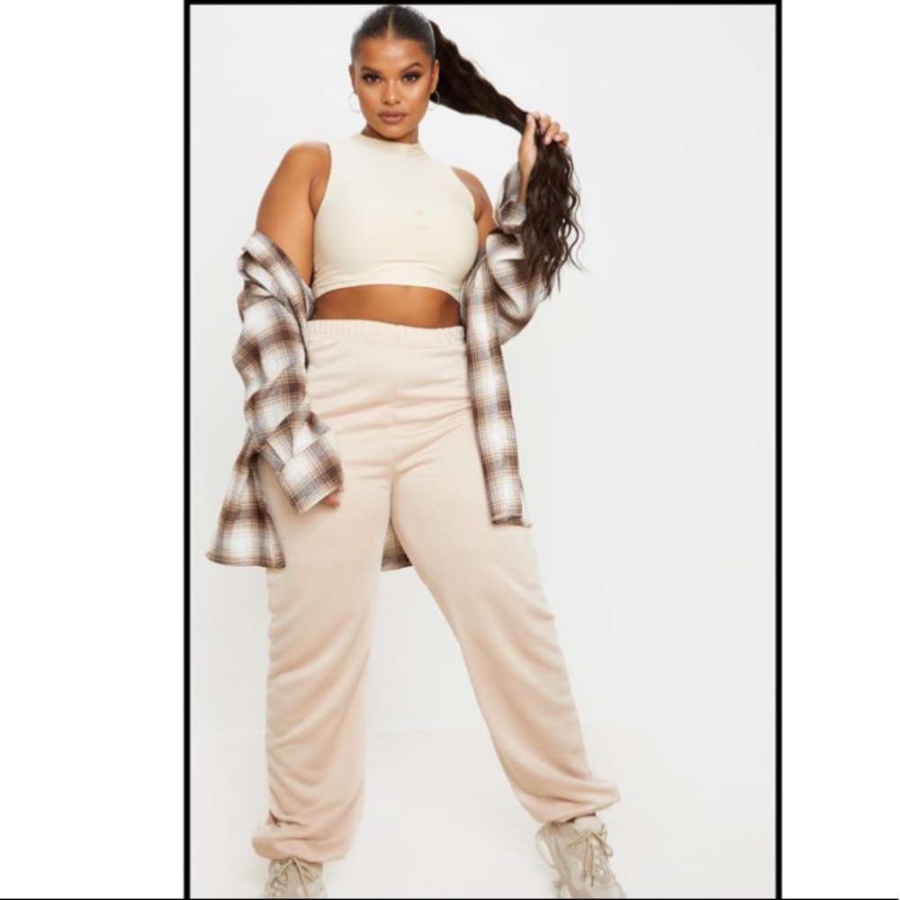 CREAM cuff hem joggers PLUS